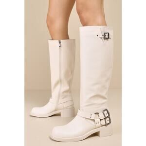 Billini x Lulus Otila Bone Buckle Knee-High Moto Boots